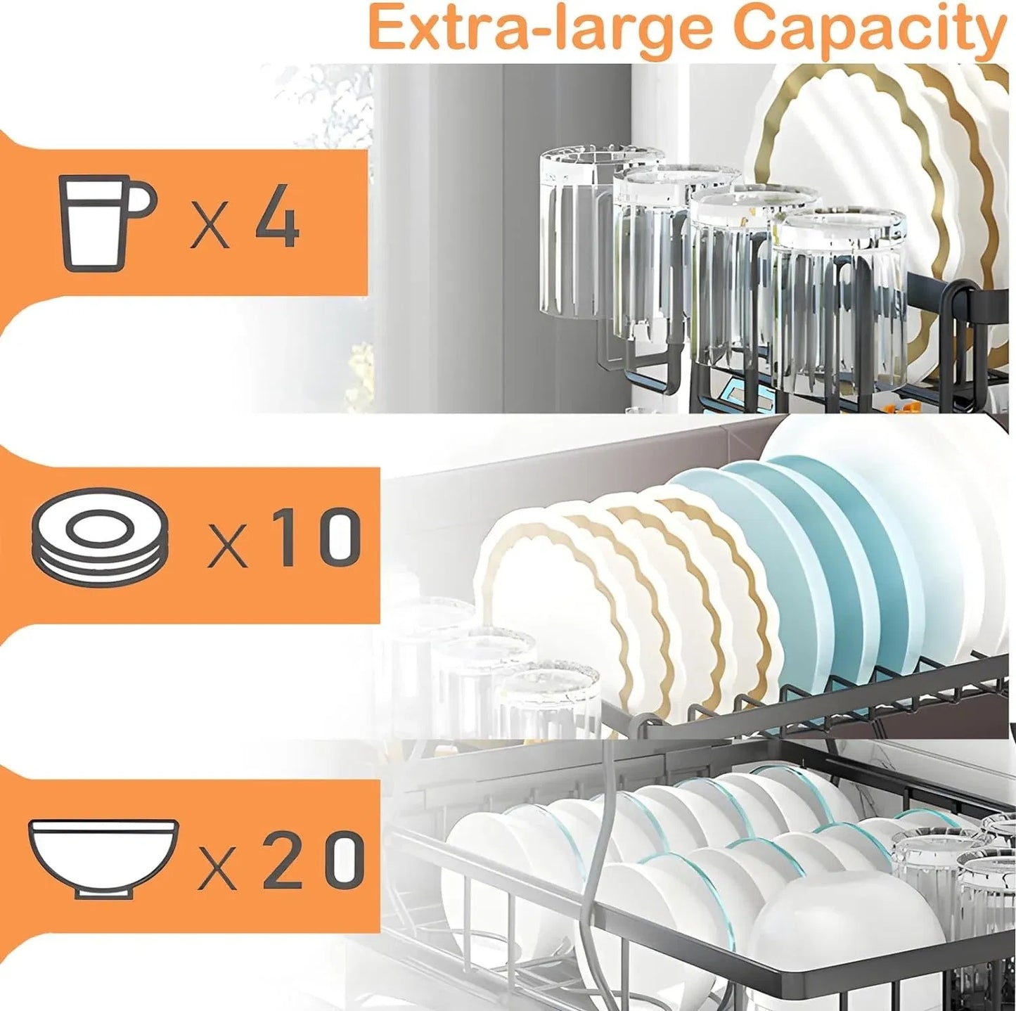 2-Tier Dish Drying Rack with Drainboard – Stainless Steel Kitchen Organizer for Countertop, Utensils & Cups
